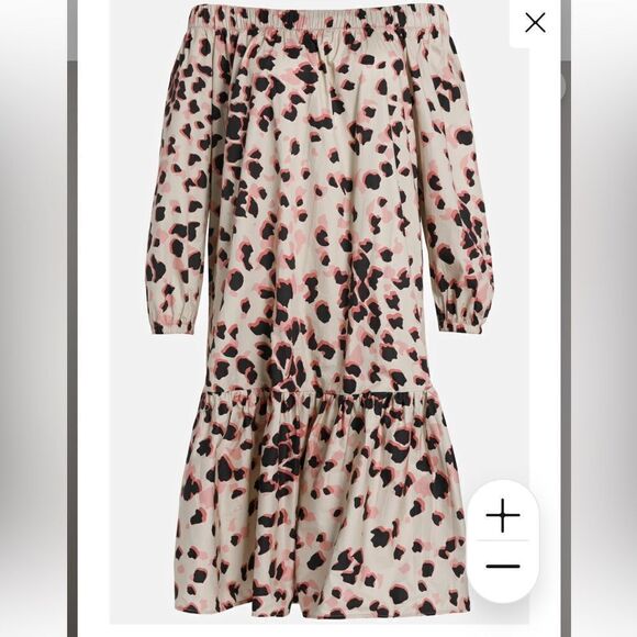 Ulla Popken dress off the shoulder animal print sz 16/18 - Picture 2 of 13